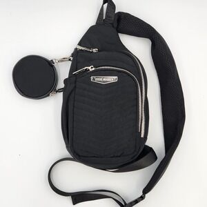 Steve Madden Aurora Quilted Sling Backpack w/ Coin‎ Purse Black NWOT